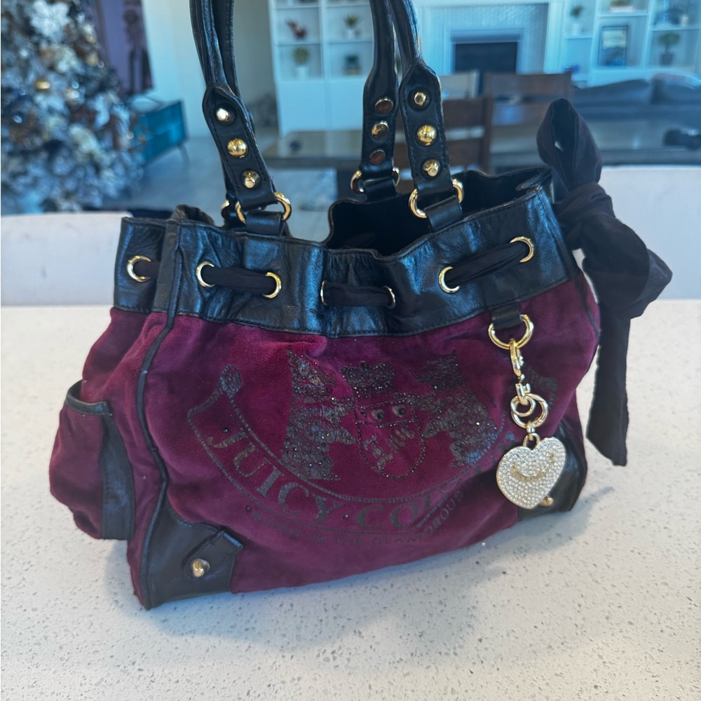 Vintage Juicy Couture Burgundy Rhinestone Daydreamer